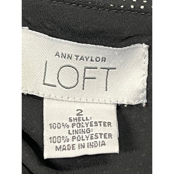 Ann Taylor Loft Black White Polka Dot Sleeveless Midi Slip Dress Size 2 EUC - Picture 6 of 7